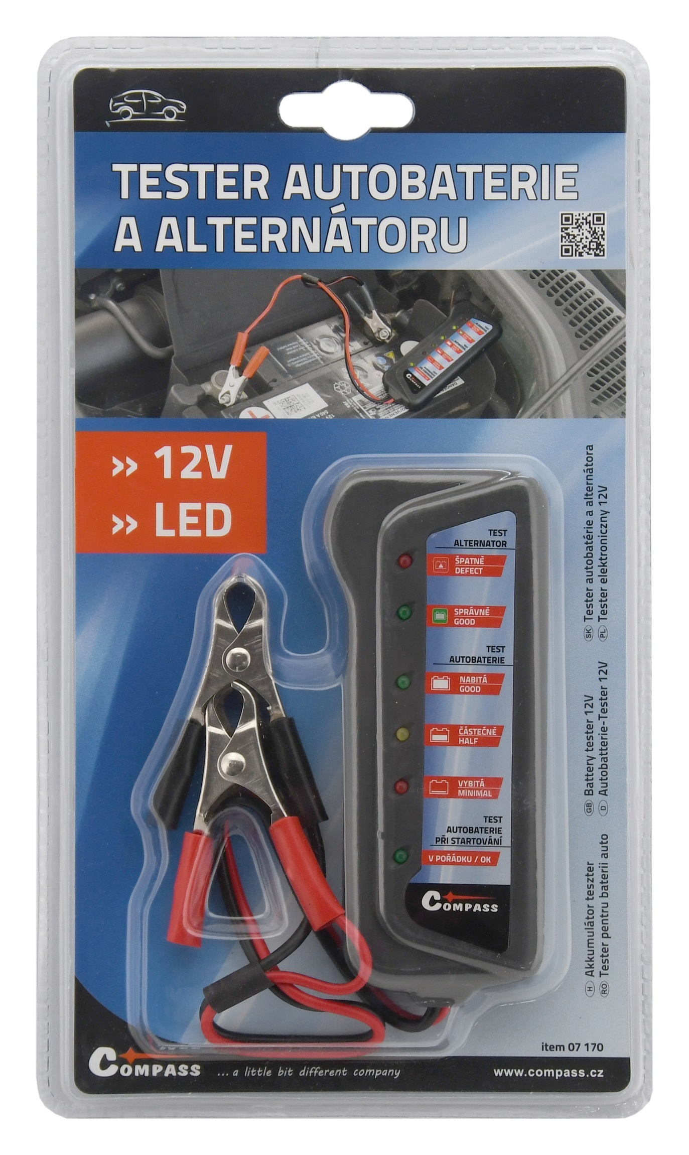 Tester autobaterie a alternátoru 12V COMPASS 07170