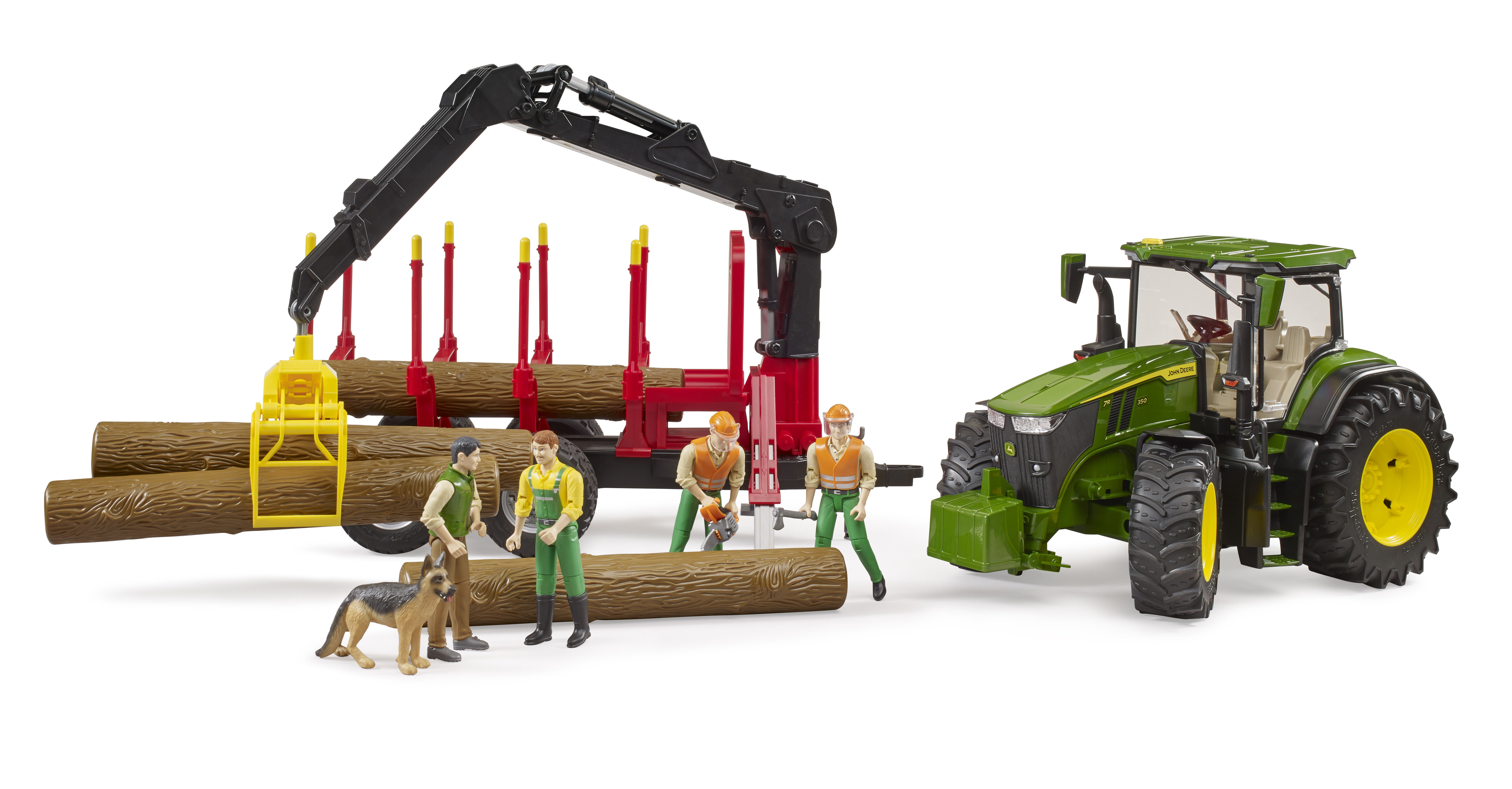 BRUDER 3154 Traktor John Deere 7R 350 + valník s rukou BR 3154