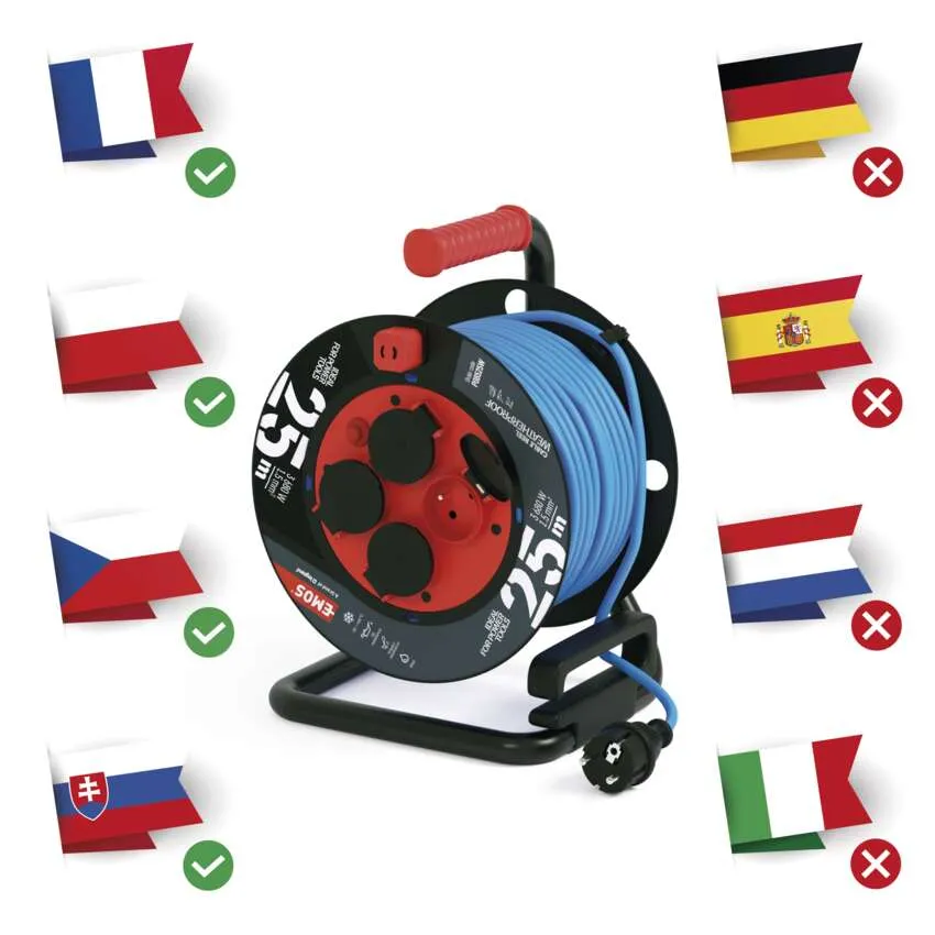 Prodlužovací buben 25m, 4 zásuvky 1.5mm modrý 1908742500