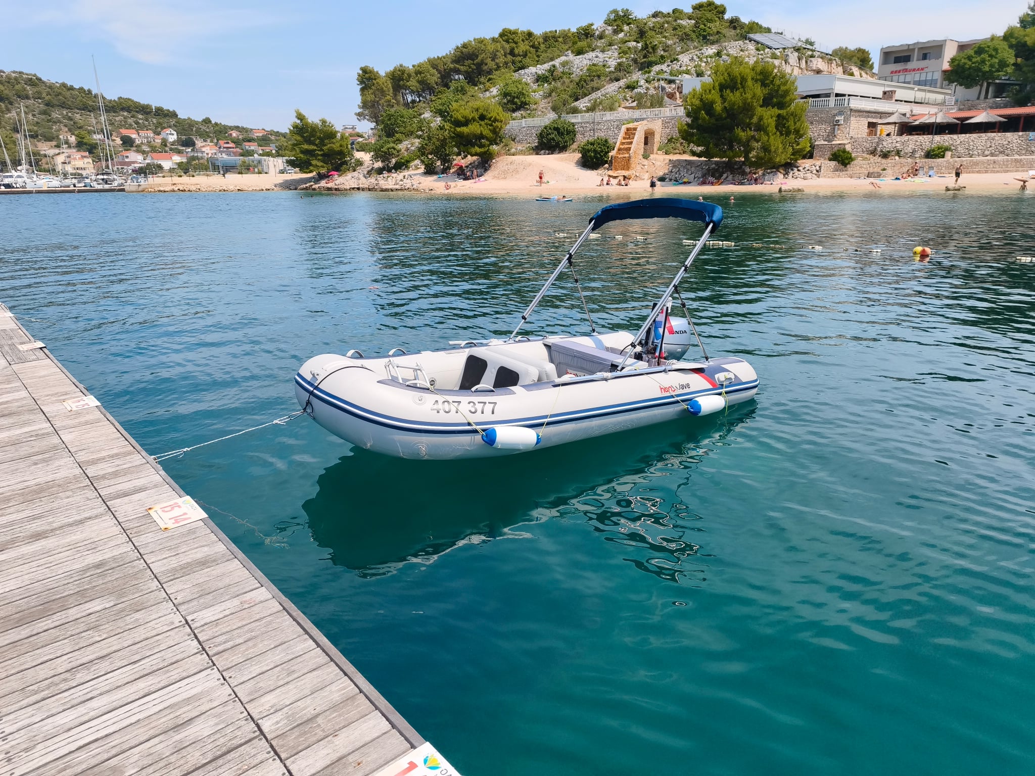 Bimini Skládací hliníkové čtyřramenné L225 x W150-170 x H129 modré EVAL 00728-16BL
