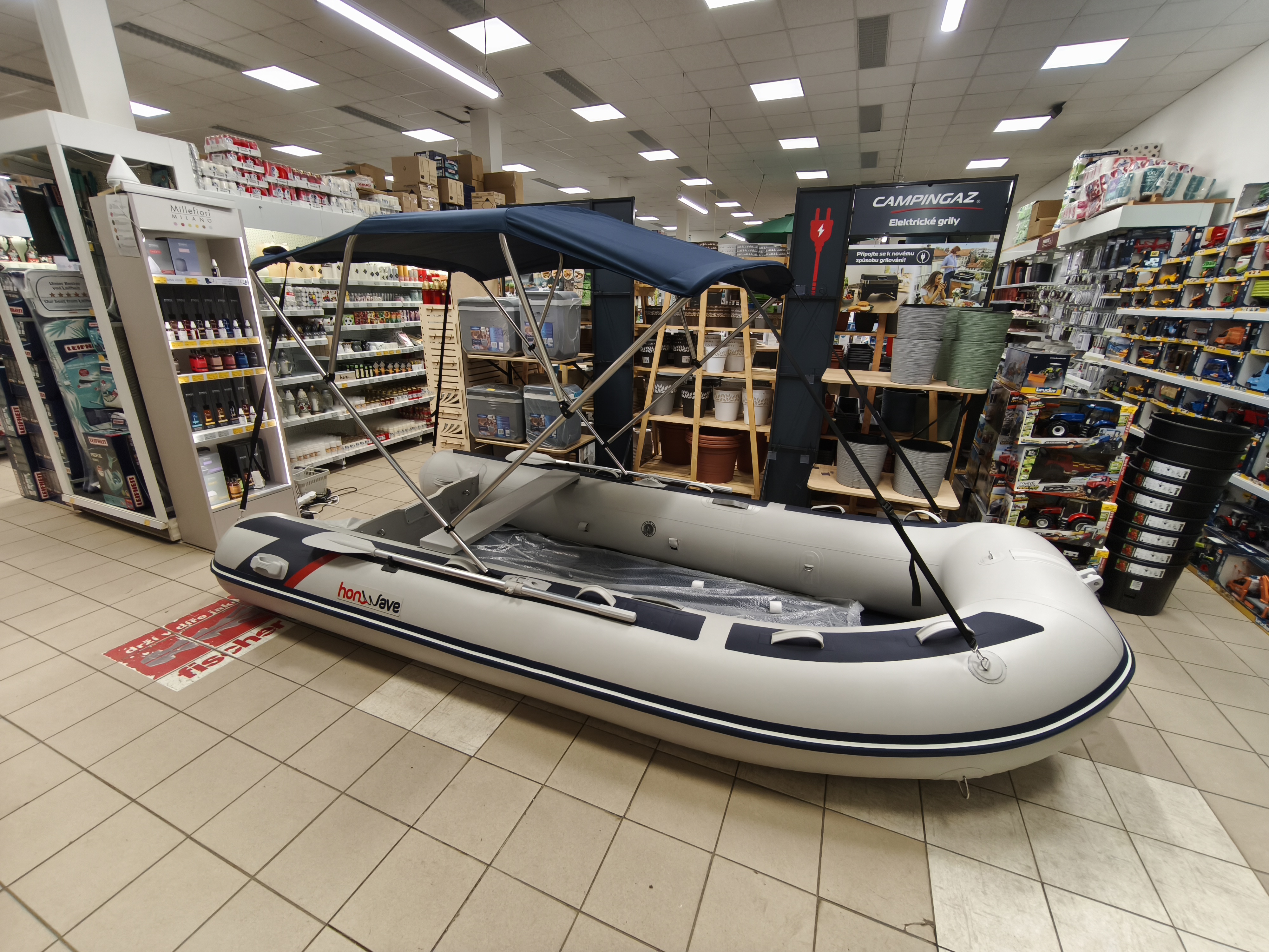 Bimini Skládací hliníkové čtyřramenné L225 x W150-170 x H129 modré EVAL 00728-16BL