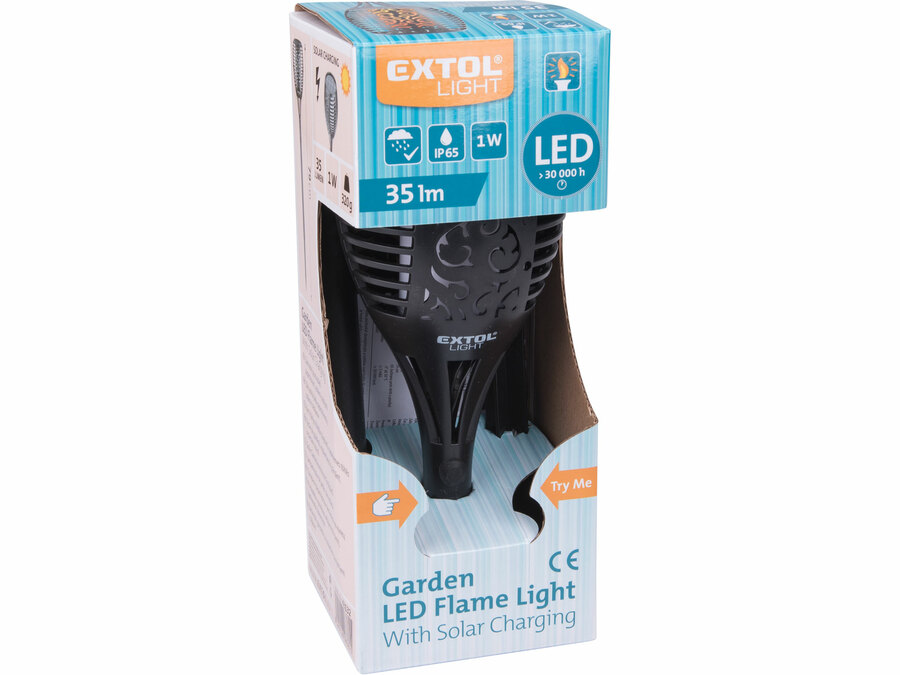 Pochodeň LED s plamenem, 79cm, solární nabíjení, 35lm, 51 LED EXTOL LIGHT 43132