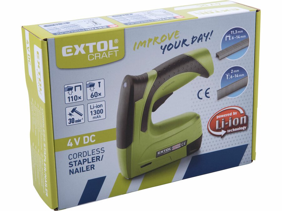 Sponkovačka/hřebíkovačka aku 4V Li-ion 1300mAh USB nabíjení EXTOL CRAFT 402901