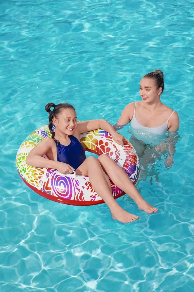 Nafukovací kruh s úchyty - léto, 2 barvy, průměr 91cm Bestway 36084