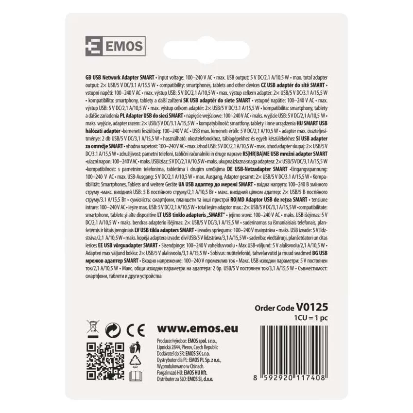Univerzální USB adaptér SMART do sítě 3,1A (15W) max.