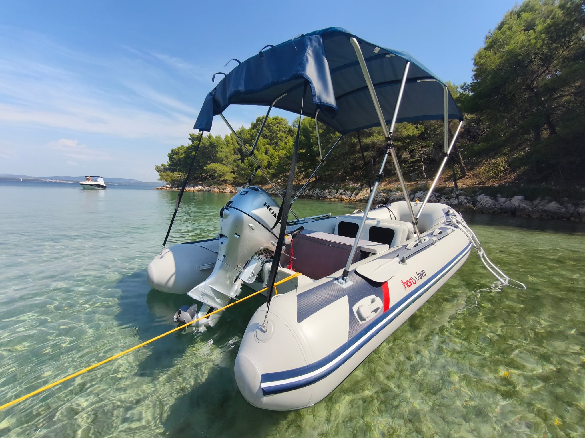 Bimini Skládací hliníkové čtyřramenné L225 x W150-170 x H129 modré EVAL 00728-16BL
