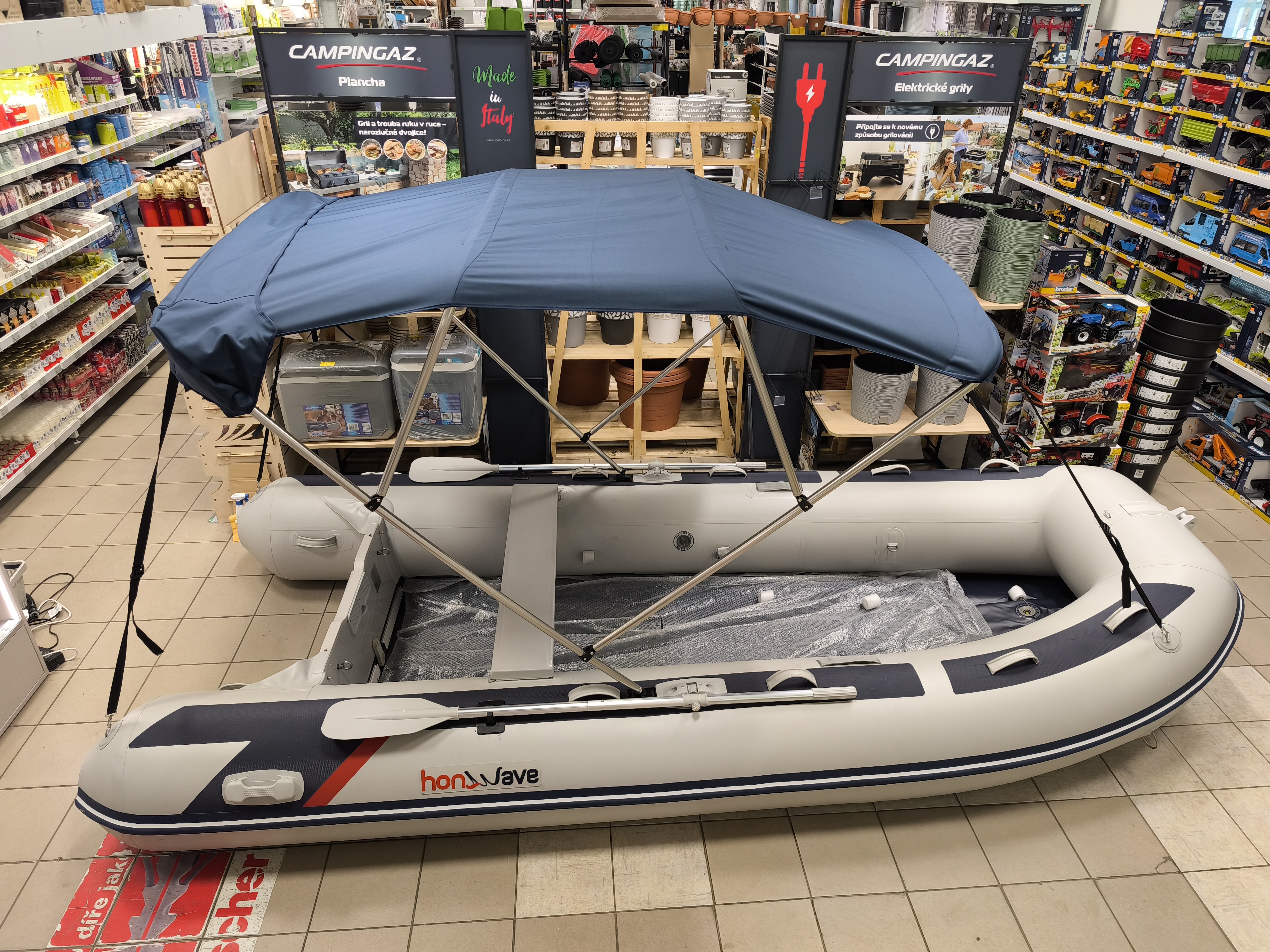 Bimini Skládací hliníkové čtyřramenné L225 x W150-170 x H129 modré EVAL 00728-16BL