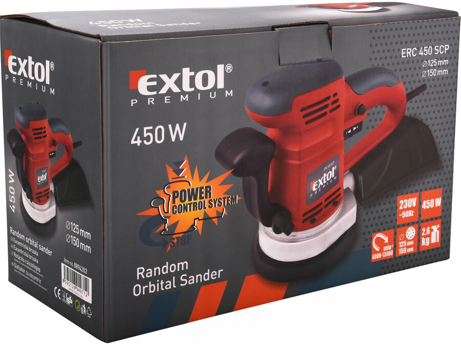 Bruska excentrická, 125mm, 150mm, 450W EXTOL PREMIUM 8894202