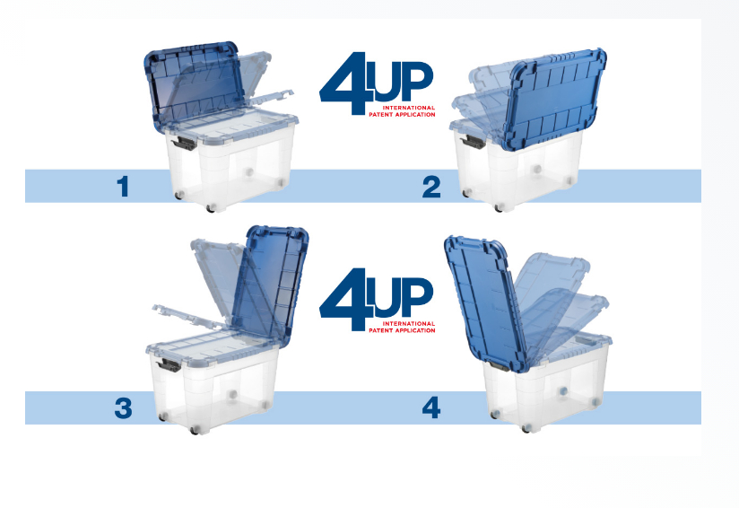 Úložný box 4UP s víkem a kolečky 80l krémovo-šedá