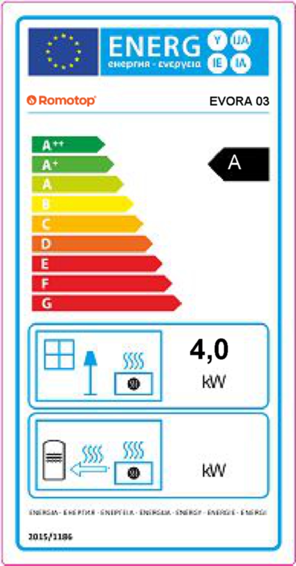 Romotop EVORA 30 plech, krbová kamna - energetický štítek