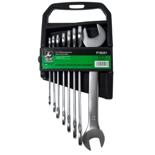 GK TOOLS Sada plochých klíčů, matné 6-22 mm, 8 dílů, plastový držák P16041