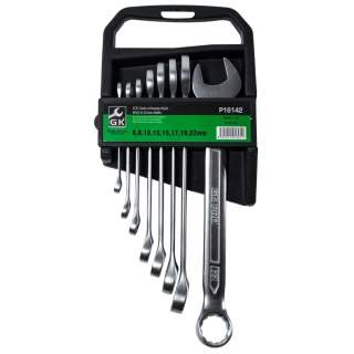 GK TOOLS Sada očkoplochých klíčů, matné 6-22 mm, 8 dílů, plastový držák P16142