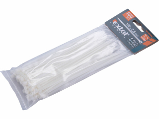 Pásek stahovací na kabely bílé 150x2,5mm 100ks nylon PA66 EXTOL PREMIUM 8856104