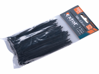Pásek stahovací na kabely černé, 100x2,5mm, 100ks, nylon PA66 EXTOL PREMIUM 8856152