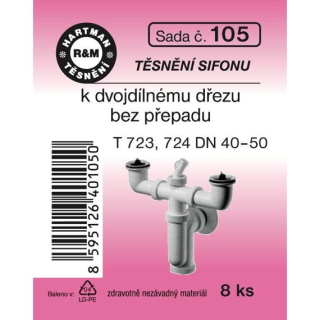 HARTMAN Těsnění sifonu k dvojdílnému dřezu bez přepadu, sada č. 105