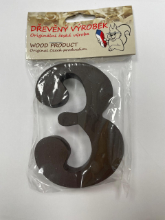 Číslo 3 střední hnědé – výška 100 mm