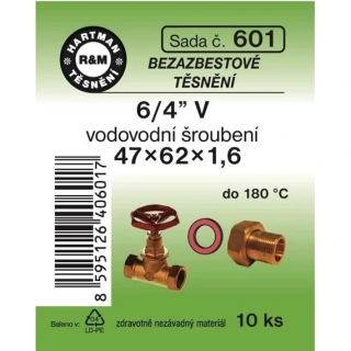 Těsnění č.601 bezasbestové 6/4" T 47x62mm 10ks