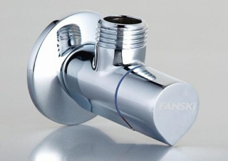 Rohový ventil 1/2"x3/8" s keramickou kartuší + sítko, chrom/modrý rozlišovač FANSKI AP009