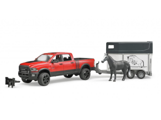 BRUDER 2501 Terénní auto RAM 2500 Power Wagon s přepravníkem na koně a koněm