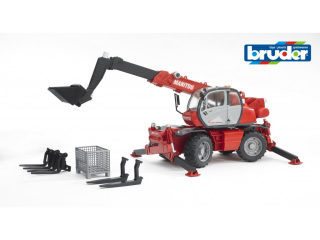 BRUDER 2129 Červený nakladač Manitou MRT 2150 s příslušenstvím