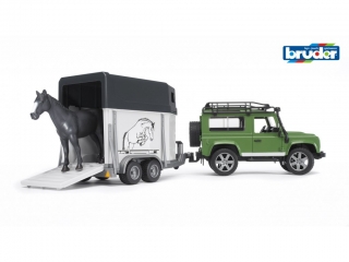 BRUDER 2592 Zelené AUTO LAND ROVER s přívěsem na koně BR 2592
