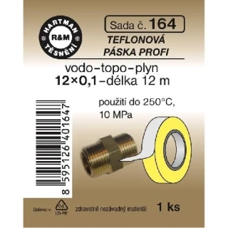 HARTMAN Těsnění teflonová páska profi plyn 12x0,1-délka 12m č. 164