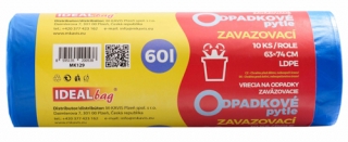 Pytle na odpad 60l 10ks zavazovací LDPE