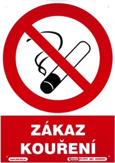 Tabulka A4 ZÁKAZ KOUŘENÍ