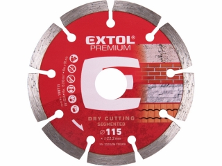 Kotouč diamantový řezný segmentový - suché řezání, O 115x22,2x2mm EXTOL PREMIUM 108711