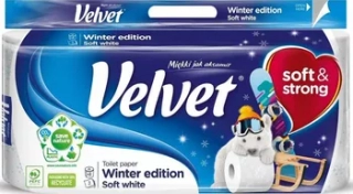 Papír toaletní Velvet Soft White Winter 3vrstvý, 8 rolí