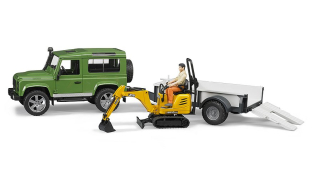 BRUDER 2593 Land Rover + přepravník mikrobagr JCB