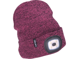 Čepice s čelovkou 4x45lm, USB nabíjení, fialová, univerzální velikost EXTOL LIGHT 43461
