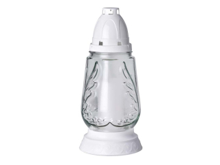 Sklo hřbitovní 24.5cm vklad 100g/36h zdobené