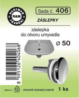 HARTMAN Těsnění chromovaná umyvadlová záslepka průměr 50 mm č. 406