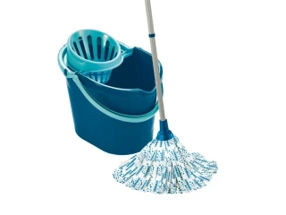 Úklidový set LEIFHEIT Classic Mop Viscose 56792 – třásňový mop a vědro 12 l se ždímáním