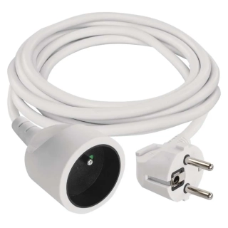 Kabel prodlužovací 2m, 1 zásuvka, bílý PVC EMOS 1901010200