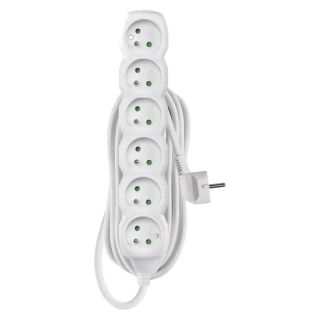 Kabel prodlužovací 5m, 6 zásuvek bílý PVC EMOS 1902060500