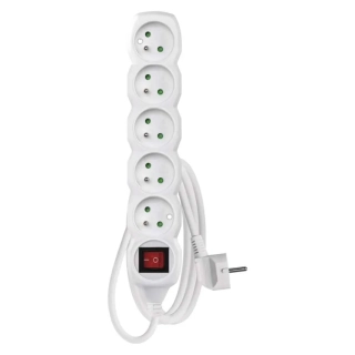 Kabel prodlužovací 2m, 5 zásuvek s vypínačem bílý PVC EMOS 1902150200