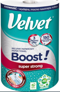 Velvet papírové ručníky Boost třívrstvé 150 útržků 1role 908006