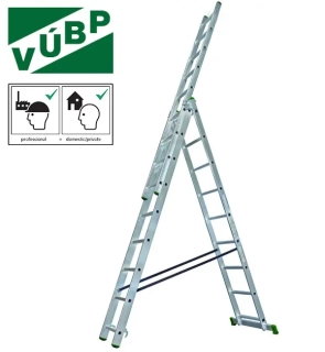 Žebřík trojdílný univerzální 3x9 258/398/569cm 150kg