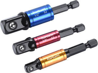 Adaptéry do vrtačky s otočným úchytem 3ks, 1/4"-3/8"-1/2", S2 FORTUM 4742203