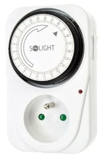 SOLIGHT DT01 Hodiny spínací ZS 10 se zásuvkou denní 16A 230V IP20