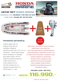 Honda Marine HonWave T 40 AE3 LG EVA foam TEAK + lodní motor BF 20 D3 SHU AKCE Testovací model cca 10 motohodin