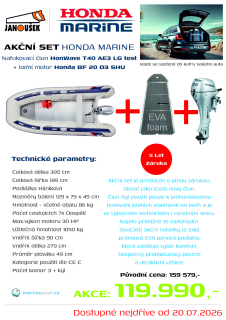 Honda Marine HonWave T 40 AE3 LG EVA foam TEAK + lodní motor BF 20 D3 SHU 406 823 AKCE Testovací model cca 10 motohodin