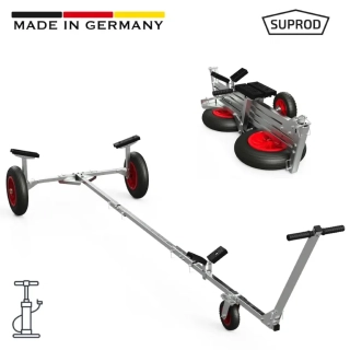 Skládací lodní vozík s předním kolem SUPROD TR350-L-LU, vzduch, O 350 mm, černo/červená