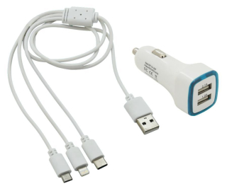 Nabíječka telefonu USB 3in1 (micro USB,iPhone,USB C) COMPASS 07683