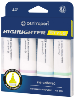 Zvýrazňovač Centropen 6252 Style - 4 barvy pastel