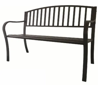 Lavička zahradní ocelová 125 × 53 × 82 cm – černá