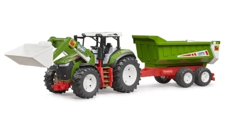BRUDER 3452 ROADMAX Traktor s čelním nakladačem a vozem