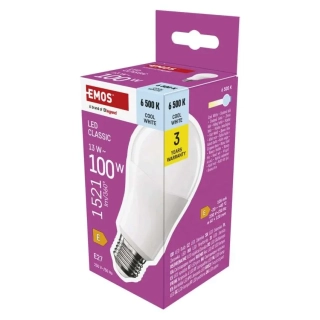Žárovka LED A60 13W (100W) Classic E27 studená bílá 1521 lm EMOS 1525733123